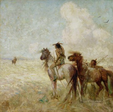アメリカインディアン Painting - バイソンハンター ナサニエル・ヒューズ ジョン・ベアード 西アメリカ